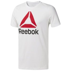 Reebok QQR- Stacked T Shirt Herren - Weiß/Gold - DE 326-TRB